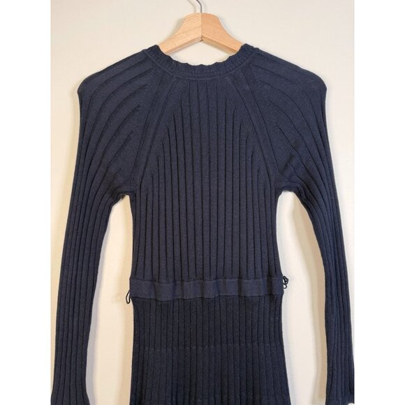 Boden Women’s Sweater Dress US 2P Navy Blue Ribbed Knit Round Scalloped Neck - Picture 6 of 12